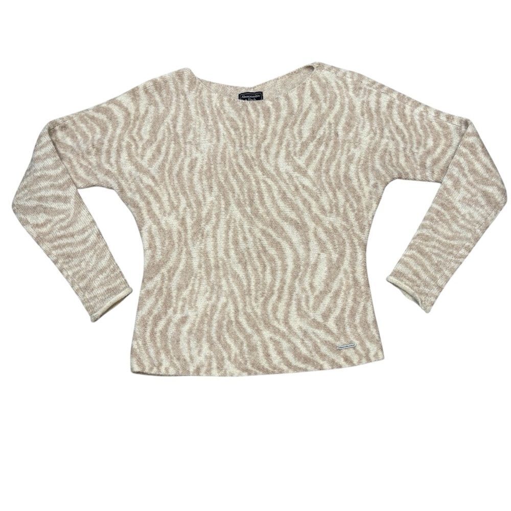 Abercrombie & Fitch Beige Zebra Stripe Sweater Size XS